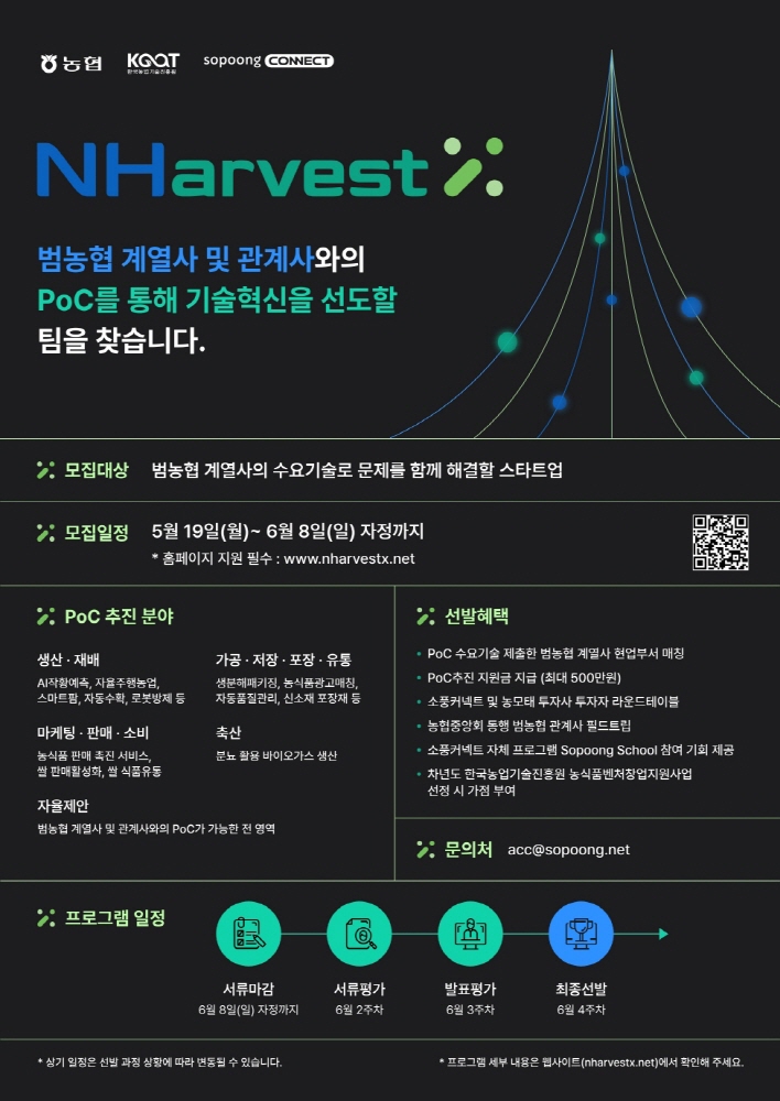 사진1. 농협 NHarvestX엔하베스트 엑스 모집 포스터 - 와우테일