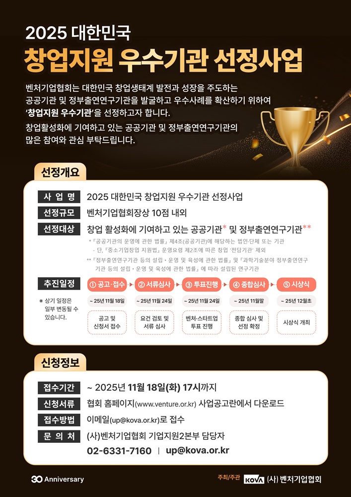 이미지 창업지원 우수기관 선정사업 포스터 - 와우테일