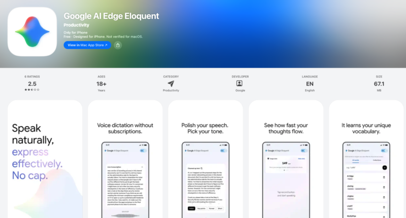 Google AI Edge Eloquent App - 와우테일
