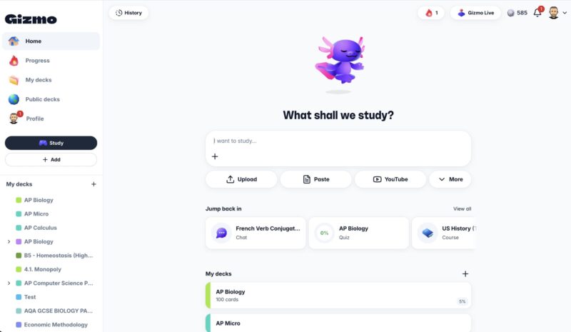 공부를 중독처럼 만들 수 있을까…AI 학습 플랫폼 기즈모, 2,200만 달러 투자 유치 1 gizmo homepage - 와우테일